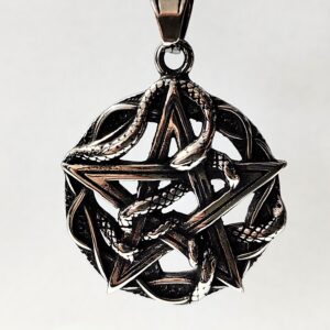 Pentagram s hadom prívesok z chirurgickej ocele