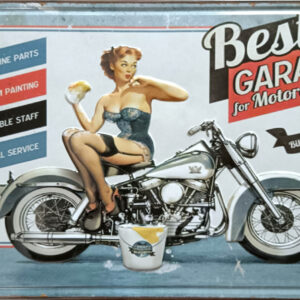 Best garage for motorcycles, plechová retro tabuľka s potlačou