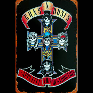 Guns N' Roses, plechová tabuľka s potlačou