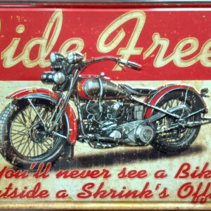 Ride Free, plechová retro tabuľka s potlačou