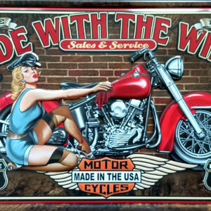 Ride with the wind - Route 66, plechová retro tabuľka s potlačou