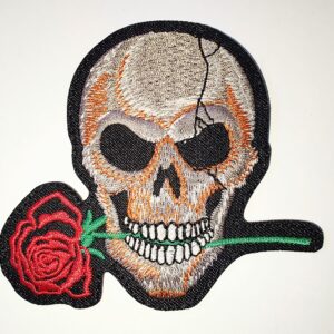 SKULL & Rose nášivka malá